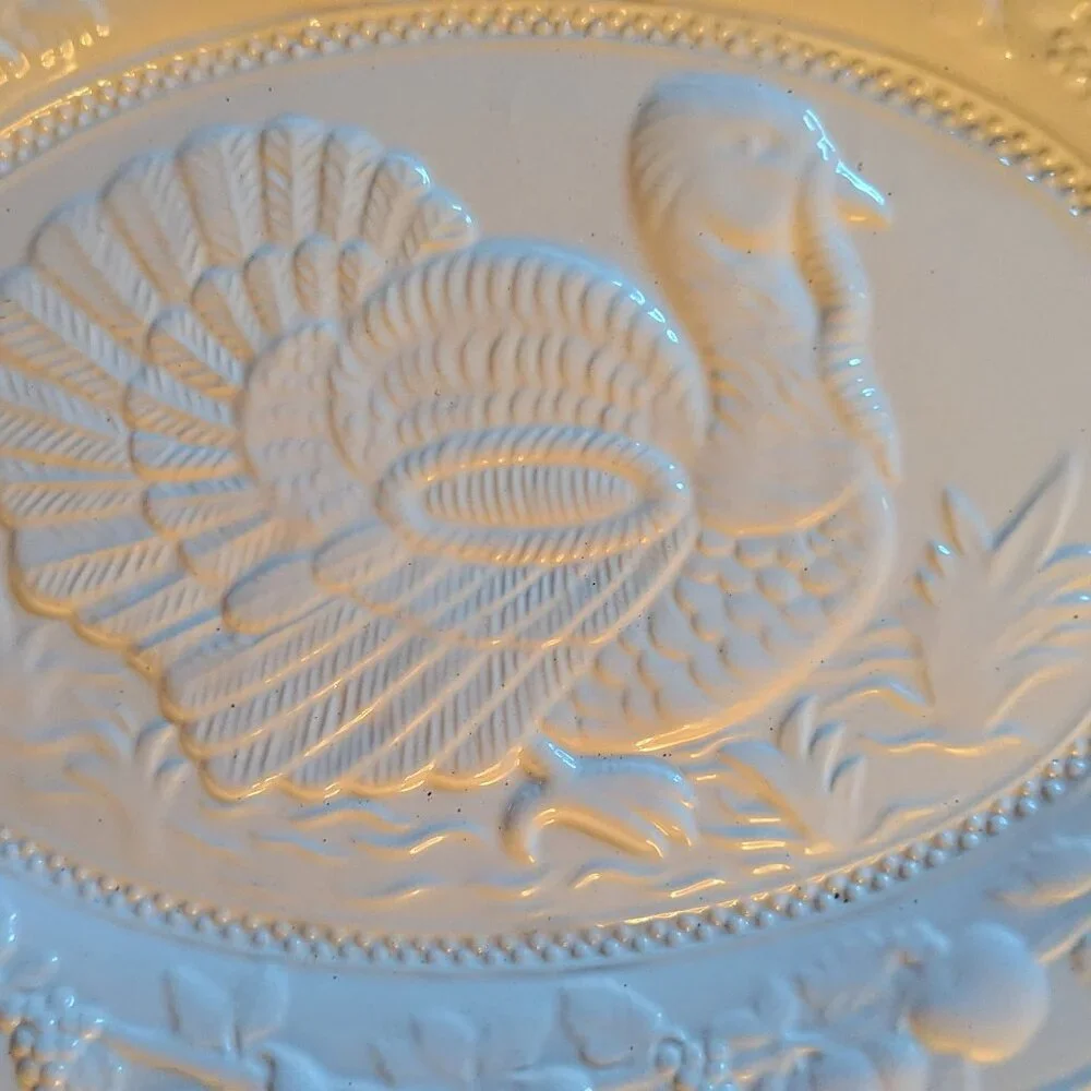 NWT Turkey Serving Platter White Ceramic Michael's Holiday Feast Foodie Kitchen
